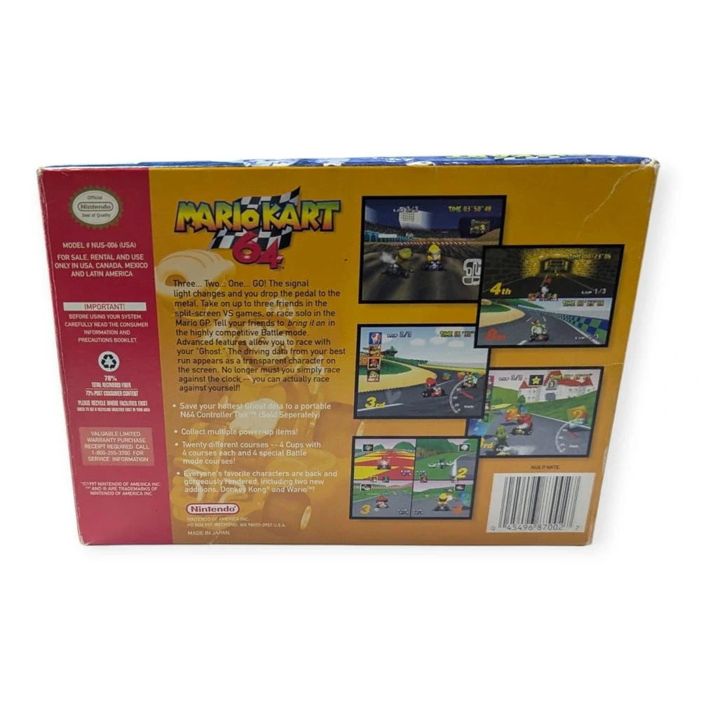 Mario Kart 64 Nintendo 64 N64 Game with Box and Manual Authentic 1997 Racing CIB